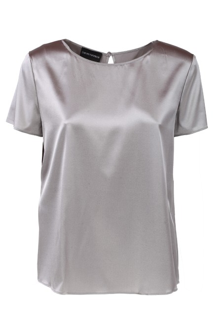 Shop EMPORIO ARMANI  Top: Emporio Armani silk top.
Short sleeves.
Crew neck.
Regular fit.
Composition: 94% Silk % Elastane.
Made in China.. 8N2K15 2NXXZ-0115